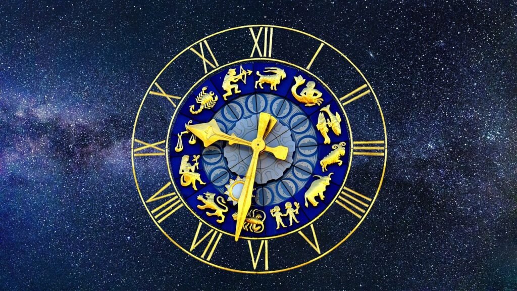 clock, zodiac sign, time of, pointer, dial gold, blue, blue time, blue clock, zodiac sign, zodiac sign, zodiac sign, zodiac sign, zodiac sign